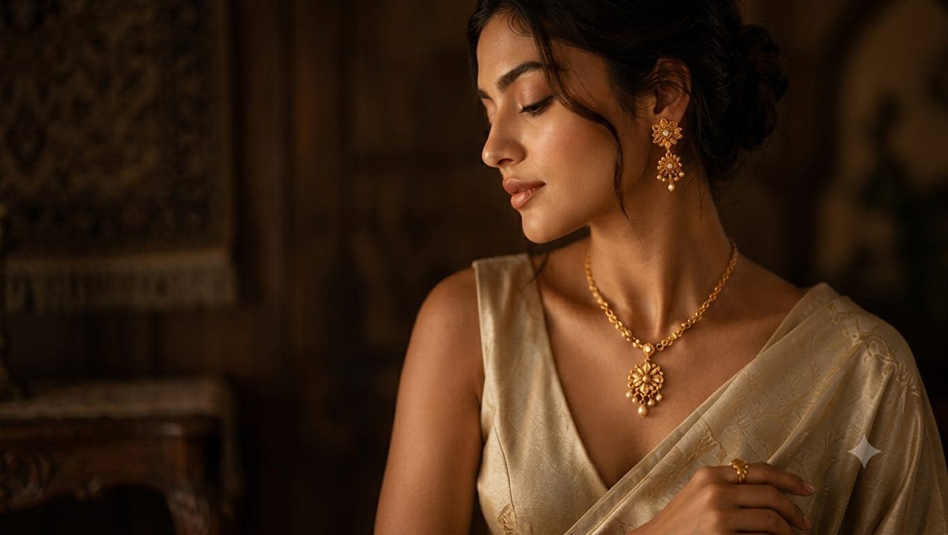 Woman wearing gold-plated jewellery